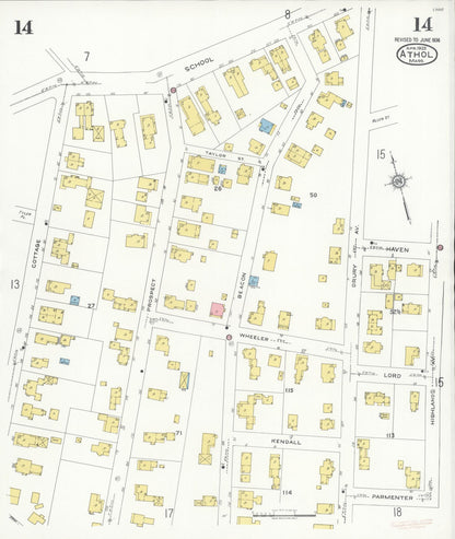 Sanborn Fire Insurance Map from Athol, Worcester County, Massachusetts (1936), Sheet #0014 - Complete Map Set gallery image, historic Sanborn map, vintage wall art, Massachusetts Massachusetts