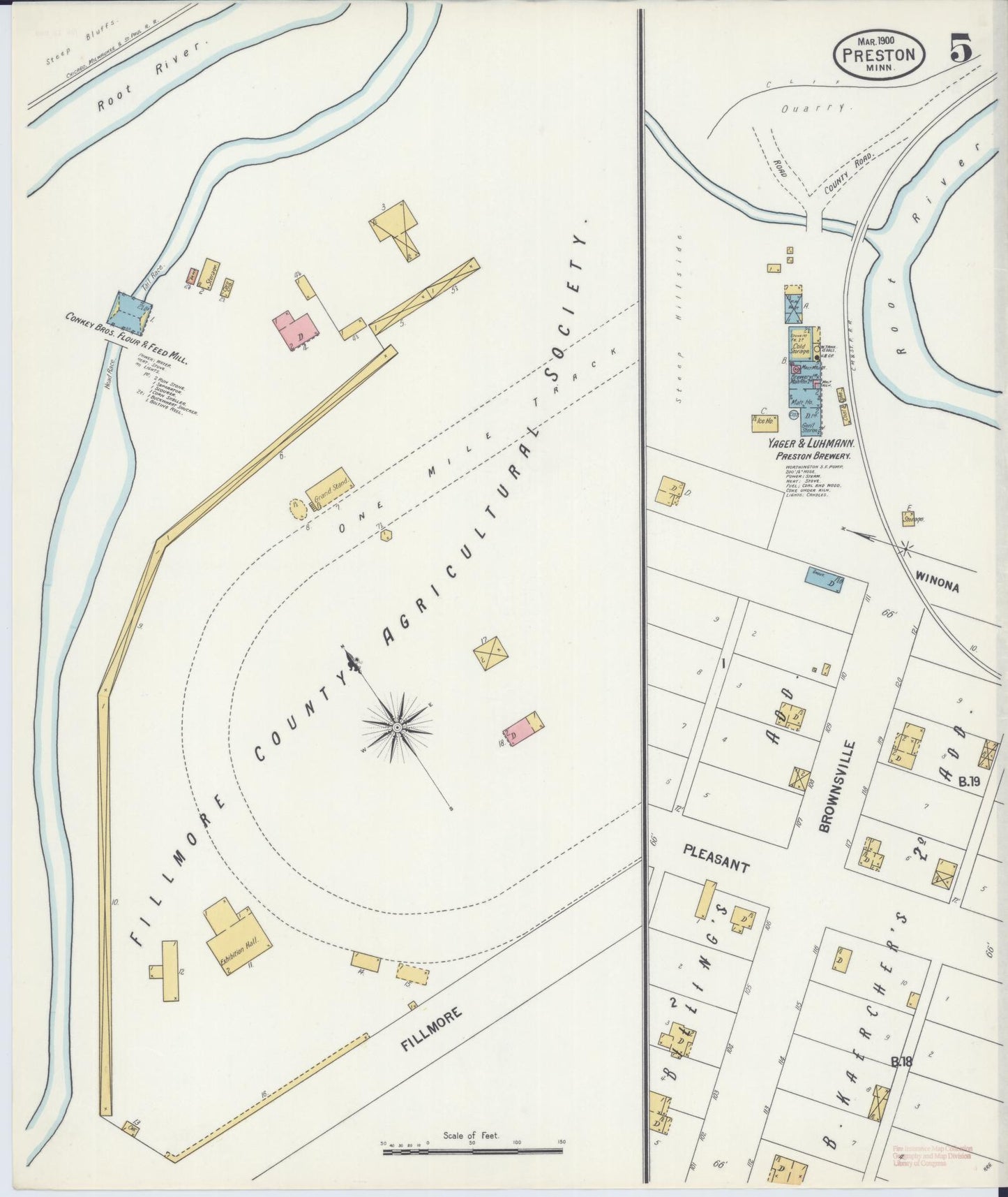 Sanborn Fire Insurance Map from Preston, Fillmore County, Minnesota (1900), Sheet #0005 - Historic Sanborn Fire Insurance Map Print, vintage old map wall art, antique decor, genealogy gift, Minnesota Minnesota map