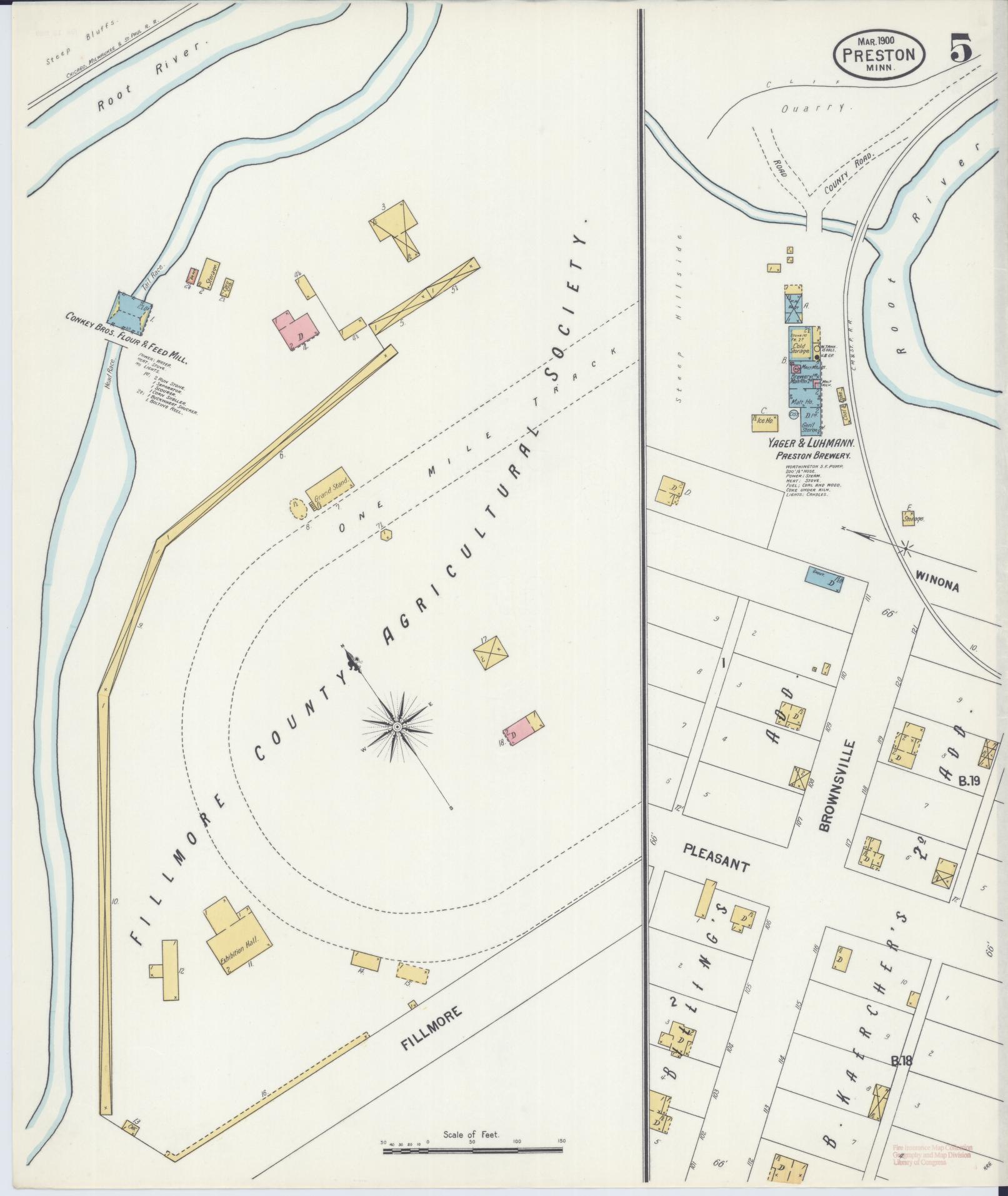 Sanborn Fire Insurance Map from Preston, Fillmore County, Minnesota (1900), Sheet #0005 - Historic Sanborn Fire Insurance Map Print, vintage old map wall art, antique decor, genealogy gift, Minnesota Minnesota map