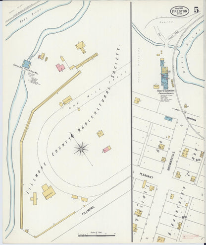 Sanborn Fire Insurance Map from Preston, Fillmore County, Minnesota (1900), Sheet #0005 - Historic Sanborn Fire Insurance Map Print, vintage old map wall art, antique decor, genealogy gift, Minnesota Minnesota map