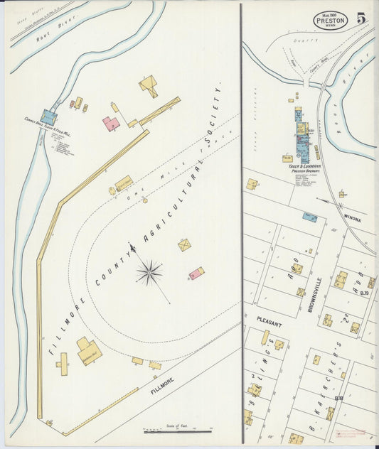 Sanborn Fire Insurance Map from Preston, Fillmore County, Minnesota (1900), Sheet #0005 - Historic Sanborn Fire Insurance Map Print, vintage old map wall art, antique decor, genealogy gift, Minnesota Minnesota map