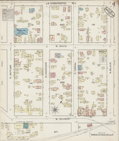 Sanborn Fire Insurance Map from Madison, Dane County, Wisconsin (1885), Sheet #0004 - Complete Map Set gallery image, historic Sanborn map, vintage wall art, Wisconsin Wisconsin
