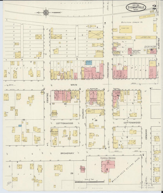 Sanborn Fire Insurance Map from Stewartville, Olmsted County, Minnesota (1915), Sheet #0002 - Historic Sanborn Fire Insurance Map Print, vintage old map wall art, antique decor, genealogy gift, Minnesota Minnesota map