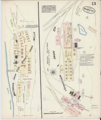 Sanborn Fire Insurance Map from Wheeling, Ohio County, West Virginia (1884), Sheet #0013 - Complete Map Set gallery image, historic Sanborn map, vintage wall art, West Virginia West Virginia