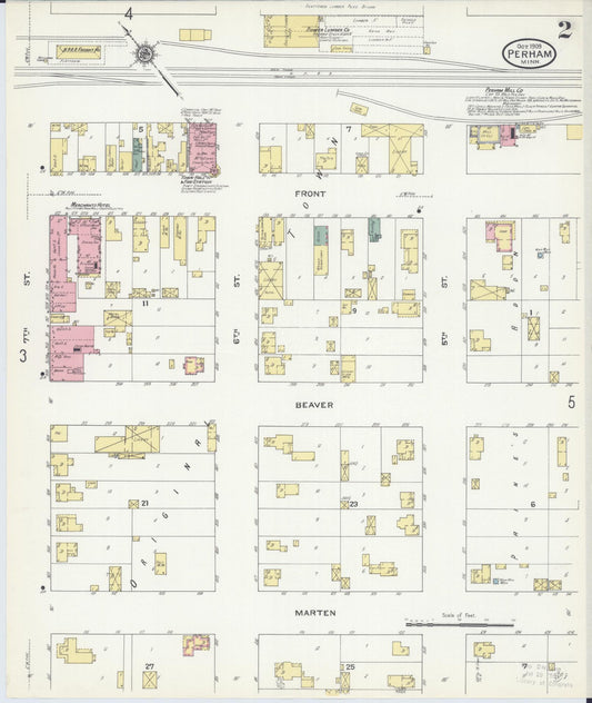 Sanborn Fire Insurance Map from Perham, Otter Tail County, Minnesota (1909), Sheet #0002 - Historic Sanborn Fire Insurance Map Print, vintage old map wall art, antique decor, genealogy gift, Minnesota Minnesota map