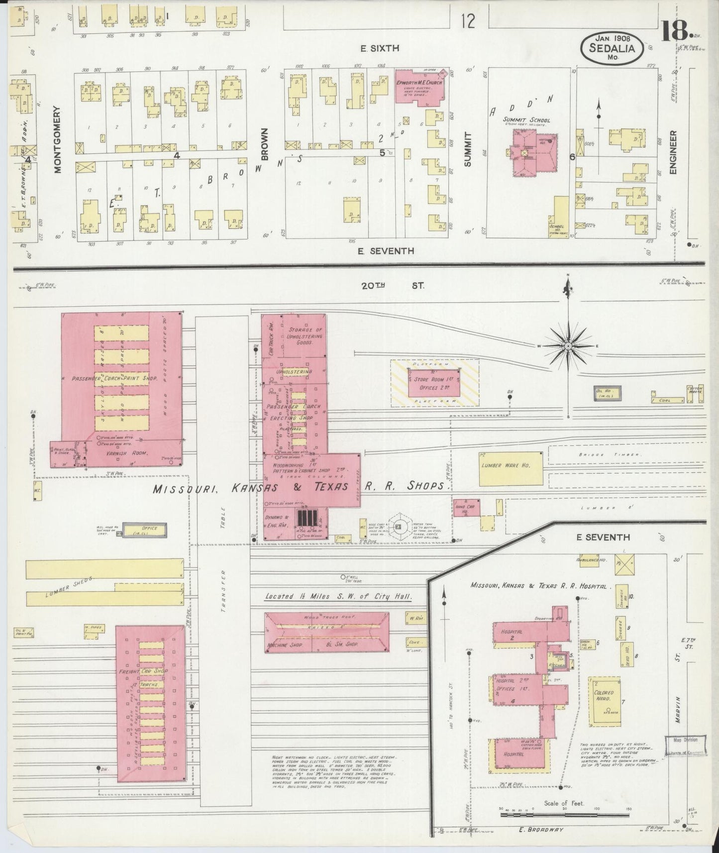 Sanborn Fire Insurance Map from Sedalia, Pettis County, Missouri (1908), Sheet #0018 - Complete Map Set gallery image, historic Sanborn map, vintage wall art, Missouri Missouri