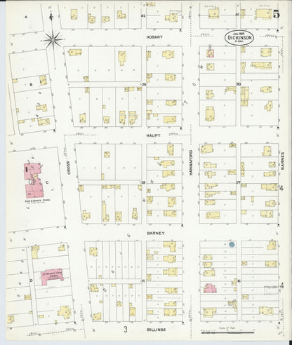 Sanborn Fire Insurance Map from Dickinson, Stark County, North Dakota (1908), Sheet #0005 - Complete Map Set gallery image, historic Sanborn map, vintage wall art, North Dakota North Dakota