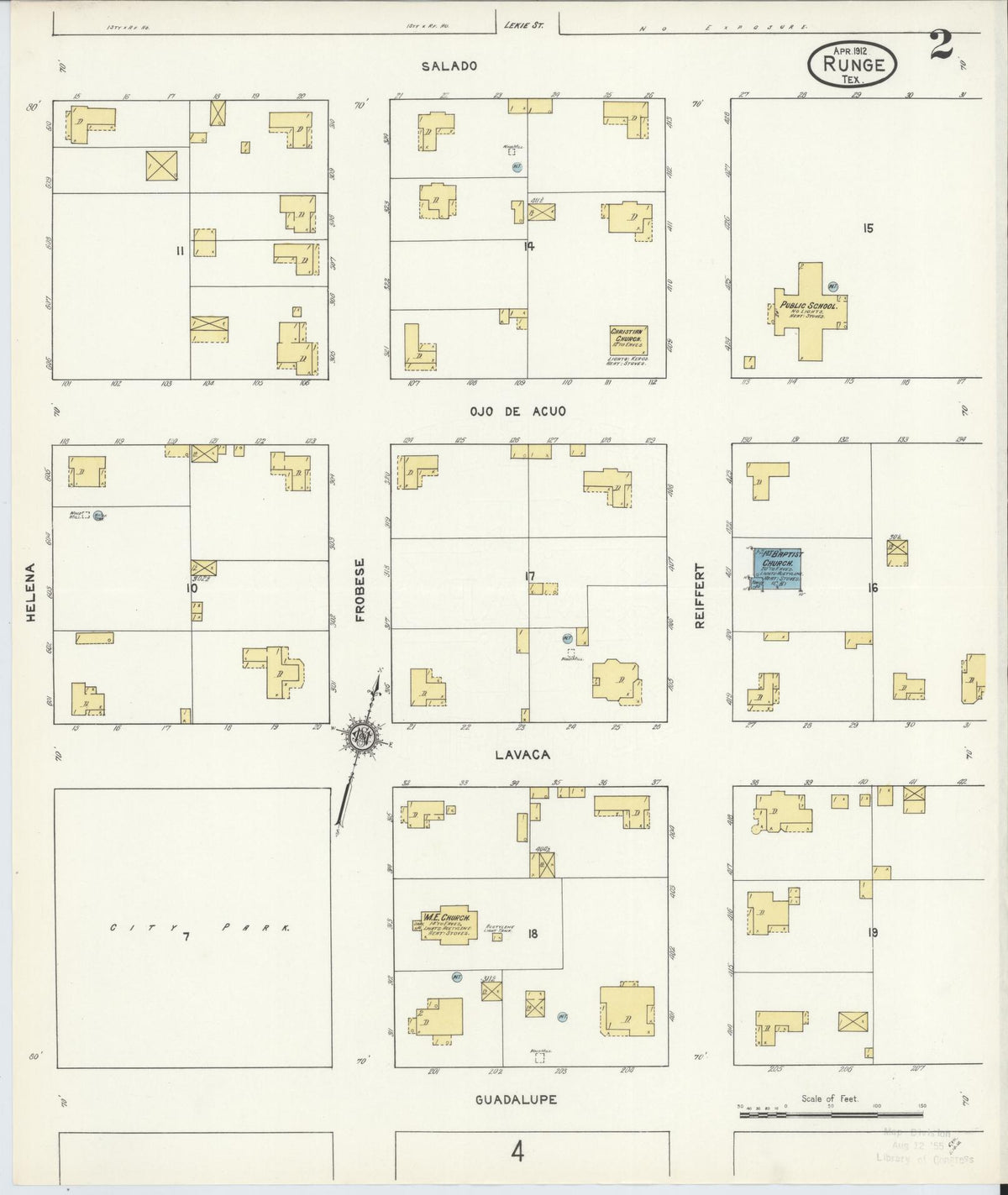 Sanborn Fire Insurance Map from Runge, Karnes County, Texas (1912), Sheet #0002 - Historic Sanborn Fire Insurance Map Print, vintage old map wall art, antique decor, genealogy gift, Texas Texas map