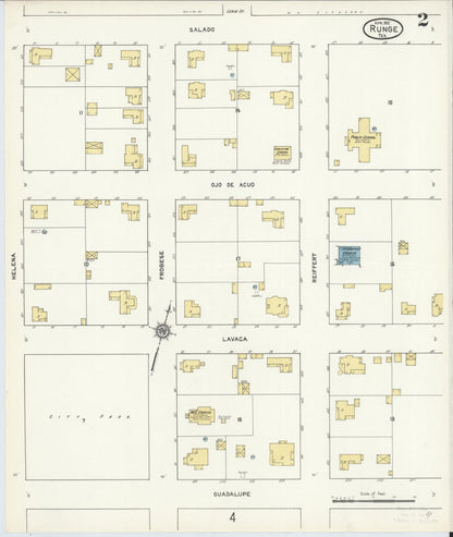 Sanborn Fire Insurance Map from Runge, Karnes County, Texas (1912), Sheet #0002 - Historic Sanborn Fire Insurance Map Print, vintage old map wall art, antique decor, genealogy gift, Texas Texas map