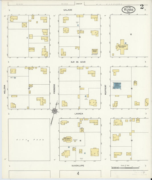 Sanborn Fire Insurance Map from Runge, Karnes County, Texas (1912), Sheet #0002 - Historic Sanborn Fire Insurance Map Print, vintage old map wall art, antique decor, genealogy gift, Texas Texas map