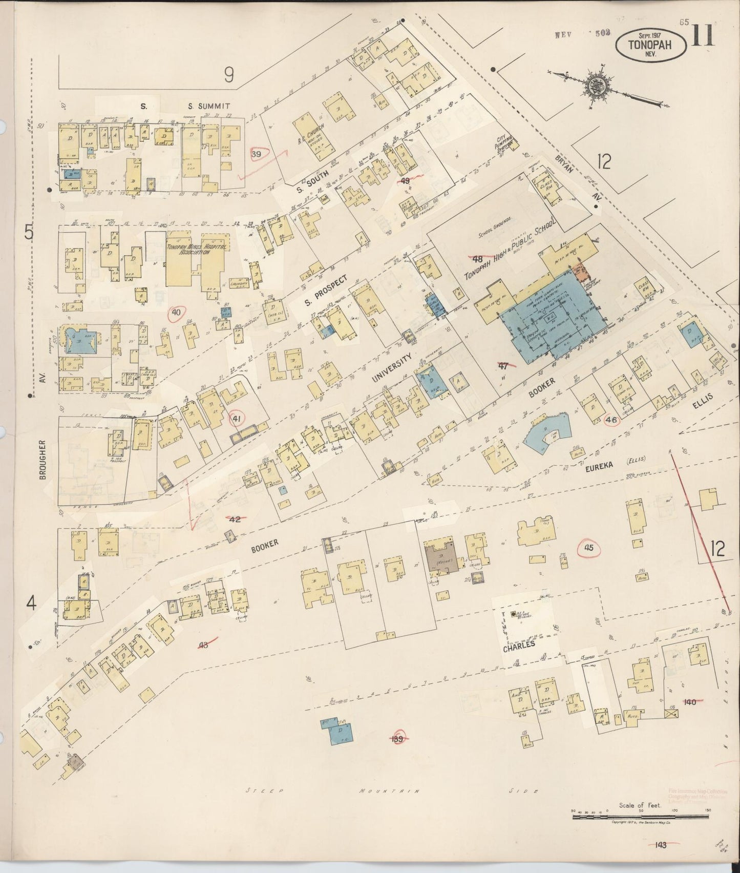 Sanborn Fire Insurance Map from Tonopah, Nye County, Nevada (1941), Sheet #0011 - Complete Map Set gallery image, historic Sanborn map, vintage wall art, Nevada Nevada