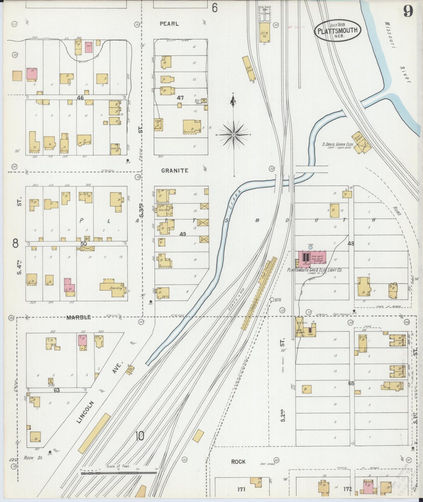 Sanborn Fire Insurance Map from Plattsmouth, Cass County, Nebraska (1899), Sheet #0009 - Complete Map Set gallery image, historic Sanborn map, vintage wall art, Nebraska Nebraska