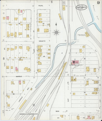 Sanborn Fire Insurance Map from Plattsmouth, Cass County, Nebraska (1899), Sheet #0009 - Complete Map Set gallery image, historic Sanborn map, vintage wall art, Nebraska Nebraska