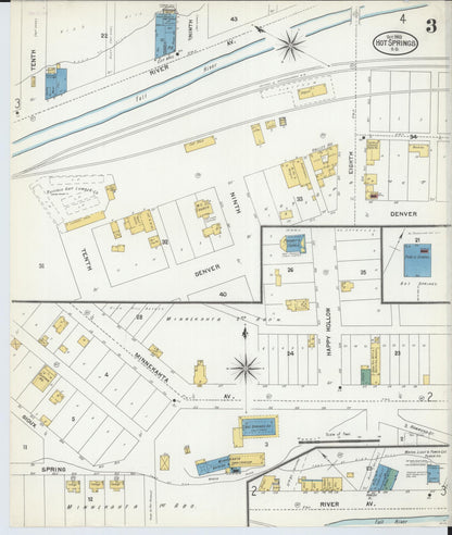 Sanborn Fire Insurance Map from Hot Springs, Fall River County, South Dakota (1903), Sheet #0003 - Complete Map Set gallery image, historic Sanborn map, vintage wall art, South Dakota South Dakota