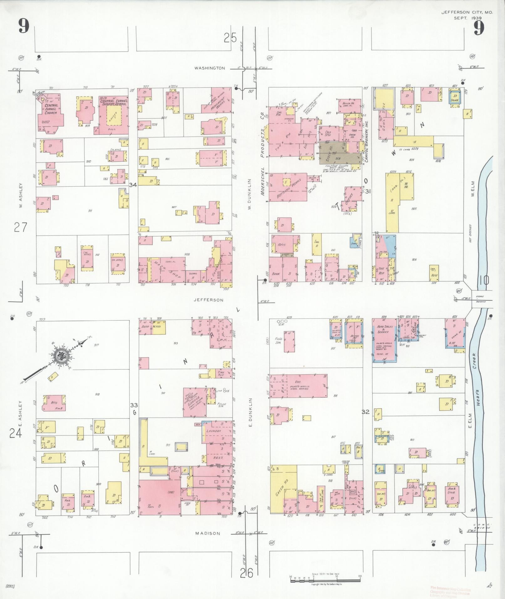 Sanborn Fire Insurance Map from Jefferson City, Cole County, Missouri (1939), Sheet #0009 - Complete Map Set gallery image, historic Sanborn map, vintage wall art, Missouri Missouri