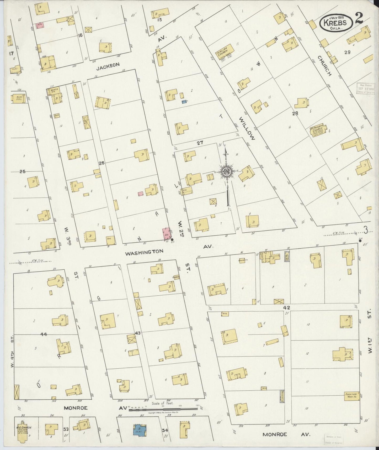 Sanborn Fire Insurance Map from Krebs, Pittsburg County, Oklahoma (1918), Sheet #0002 - Complete Map Set gallery image, historic Sanborn map, vintage wall art, Oklahoma Oklahoma