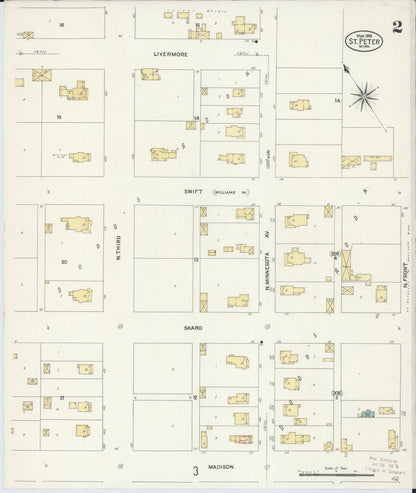Sanborn Fire Insurance Map from Saint Peter, Nicollet County, Minnesota (1908), Sheet #0002 - Complete Map Set gallery image, historic Sanborn map, vintage wall art, Minnesota Minnesota