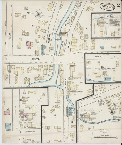 Sanborn Fire Insurance Map from Lowville, Lewis County, New York (1884), Sheet #0002 - Historic Sanborn Fire Insurance Map Print, vintage old map wall art, antique decor, genealogy gift, New York New York map
