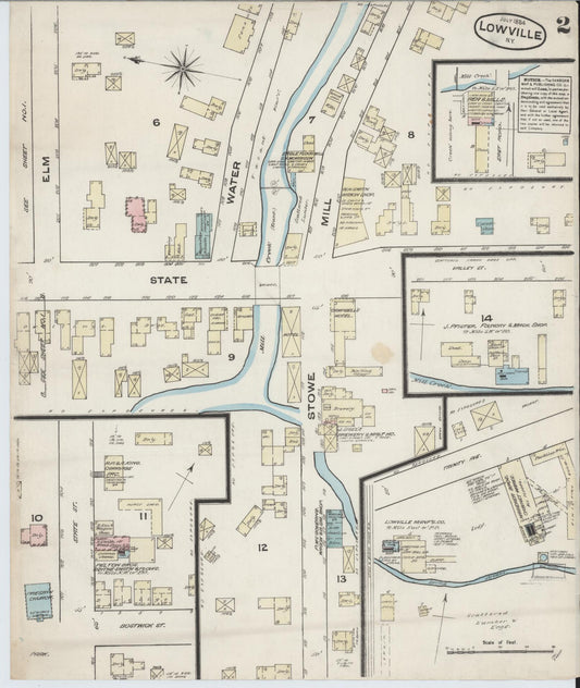 Sanborn Fire Insurance Map from Lowville, Lewis County, New York (1884), Sheet #0002 - Historic Sanborn Fire Insurance Map Print, vintage old map wall art, antique decor, genealogy gift, New York New York map