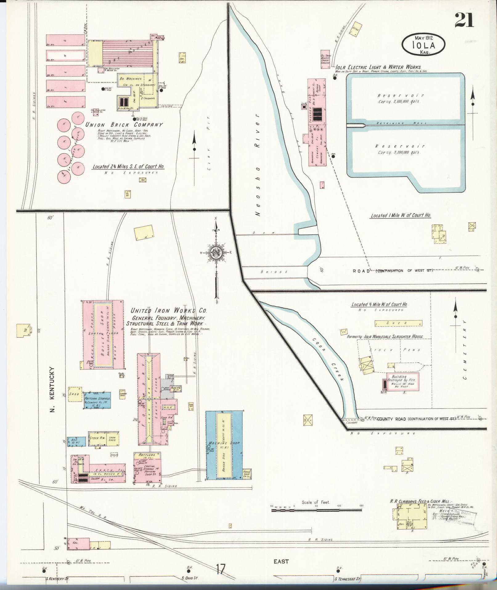 Sanborn Fire Insurance Map from Iola, Allen County, Kansas (1912), Sheet #0021 - Complete Map Set gallery image, historic Sanborn map, vintage wall art, Kansas Kansas