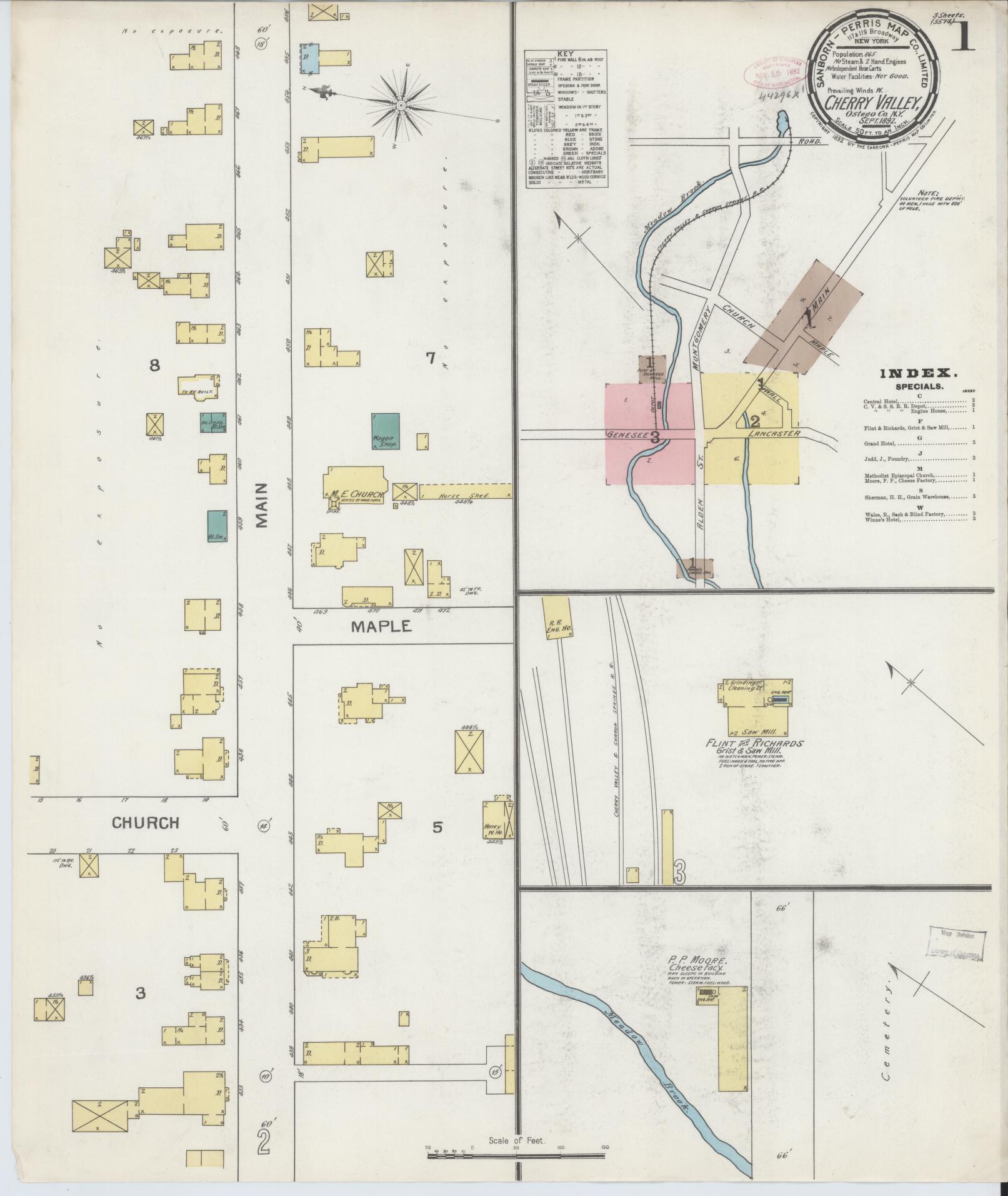 Sanborn Fire Insurance Map from Cherry Valley, Otsego County, New York. (1892) – Historic Sanborn Fire Insurance Map Print
