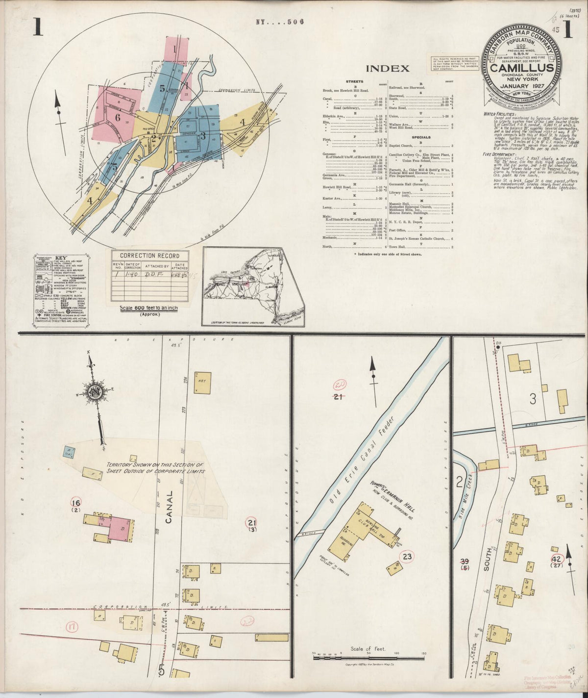 Sanborn Fire Insurance Map from Camillus, Onondaga County, New York (1940), Sheet #0001 - Complete Map Set gallery image, historic Sanborn map, vintage wall art, New York New York