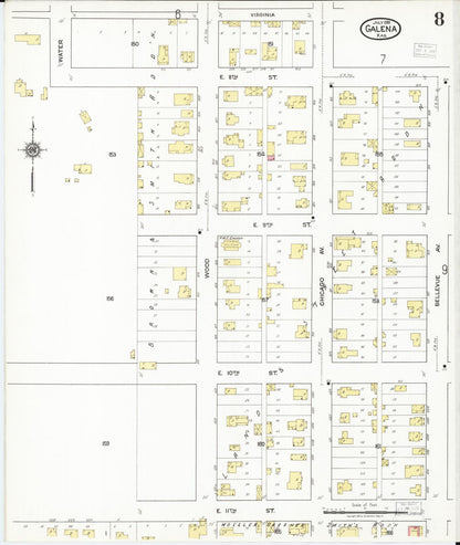 Sanborn Fire Insurance Map from Galena, Cherokee County, Kansas (1918), Sheet #0008 - Complete Map Set gallery image, historic Sanborn map, vintage wall art, Kansas Kansas
