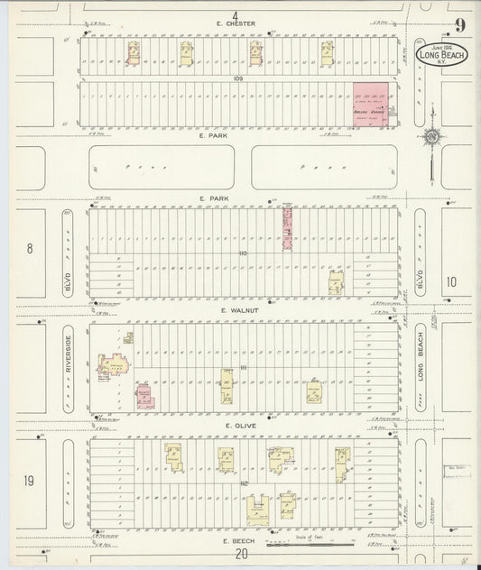 Sanborn Fire Insurance Map from Long Beach, Nassau County, New York (1914), Sheet #0009 - Historic Sanborn Fire Insurance Map Print, vintage old map wall art, antique decor, genealogy gift, New York New York map