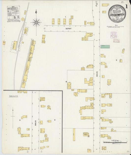 Sanborn Fire Insurance Map from Bridgewater, Aroostook County, Maine (1906), Sheet #0001 - Historic Sanborn Fire Insurance Map Print, vintage old map wall art, antique decor, genealogy gift, Maine Maine map