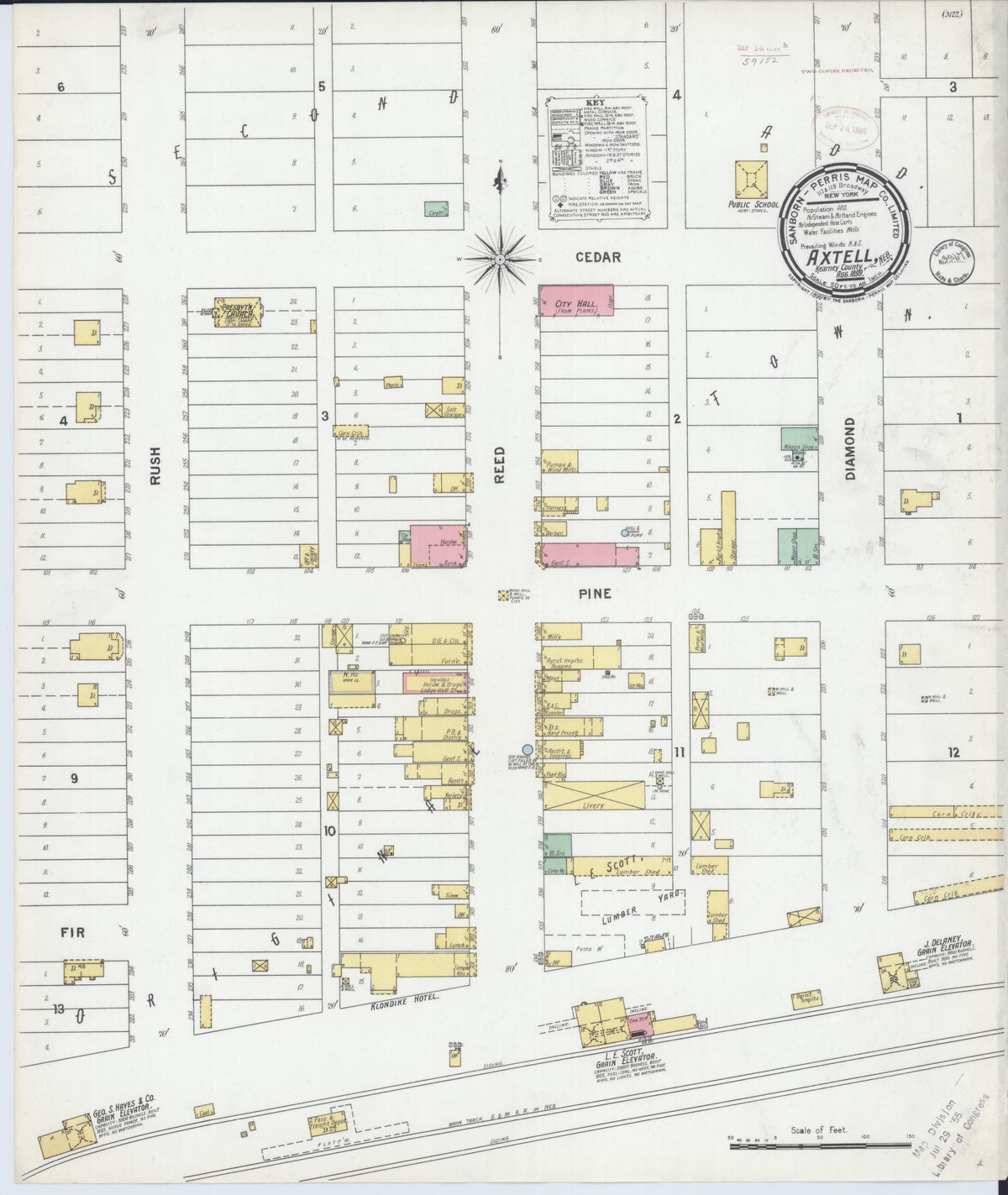 Sanborn Fire Insurance Map from Axtell, Kearney County, Nebraska (1899), Sheet #0001 - Historic Sanborn Fire Insurance Map Print, vintage old map wall art, antique decor, genealogy gift, Nebraska Nebraska map
