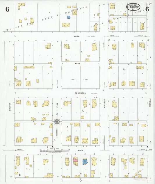 Sanborn Fire Insurance Map from Elmwood, Peoria County, Illinois (1927), Sheet #0006 - Historic Sanborn Fire Insurance Map Print, vintage old map wall art, antique decor, genealogy gift, Illinois Illinois map