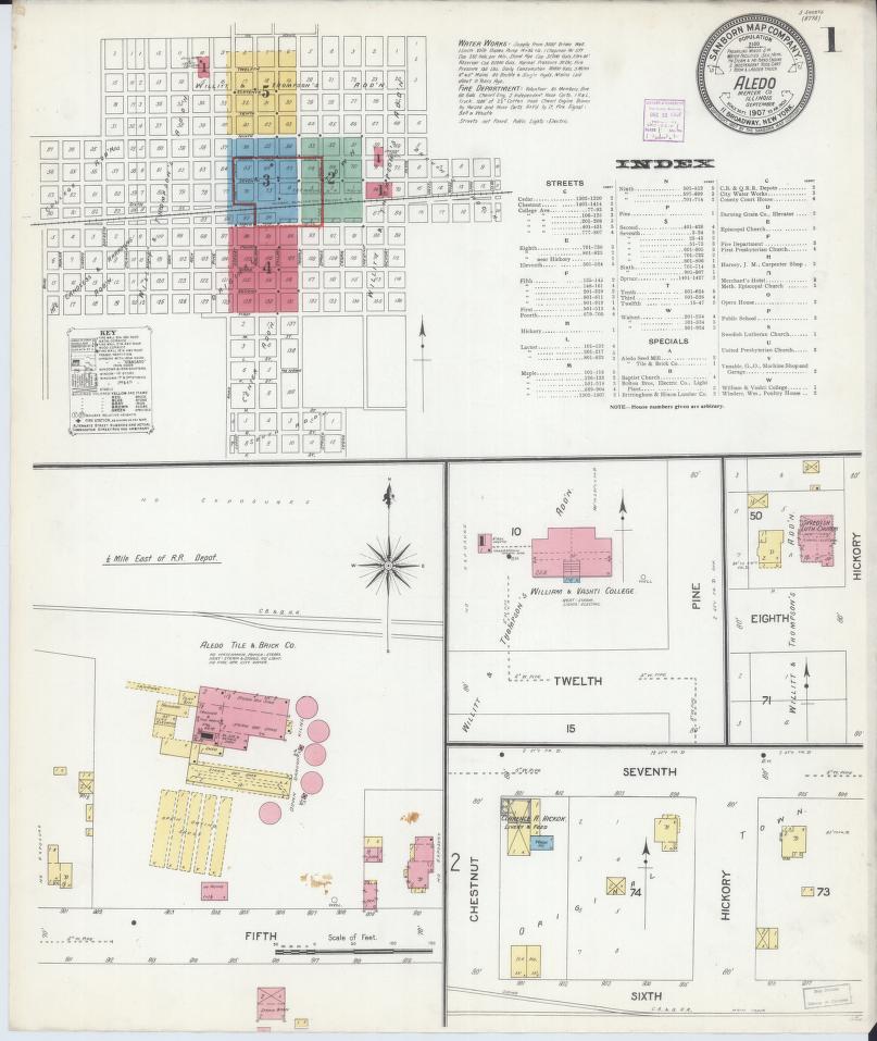 Sanborn Fire Insurance Map from Aledo, Mercer County, Illinois. (1907) – Map View