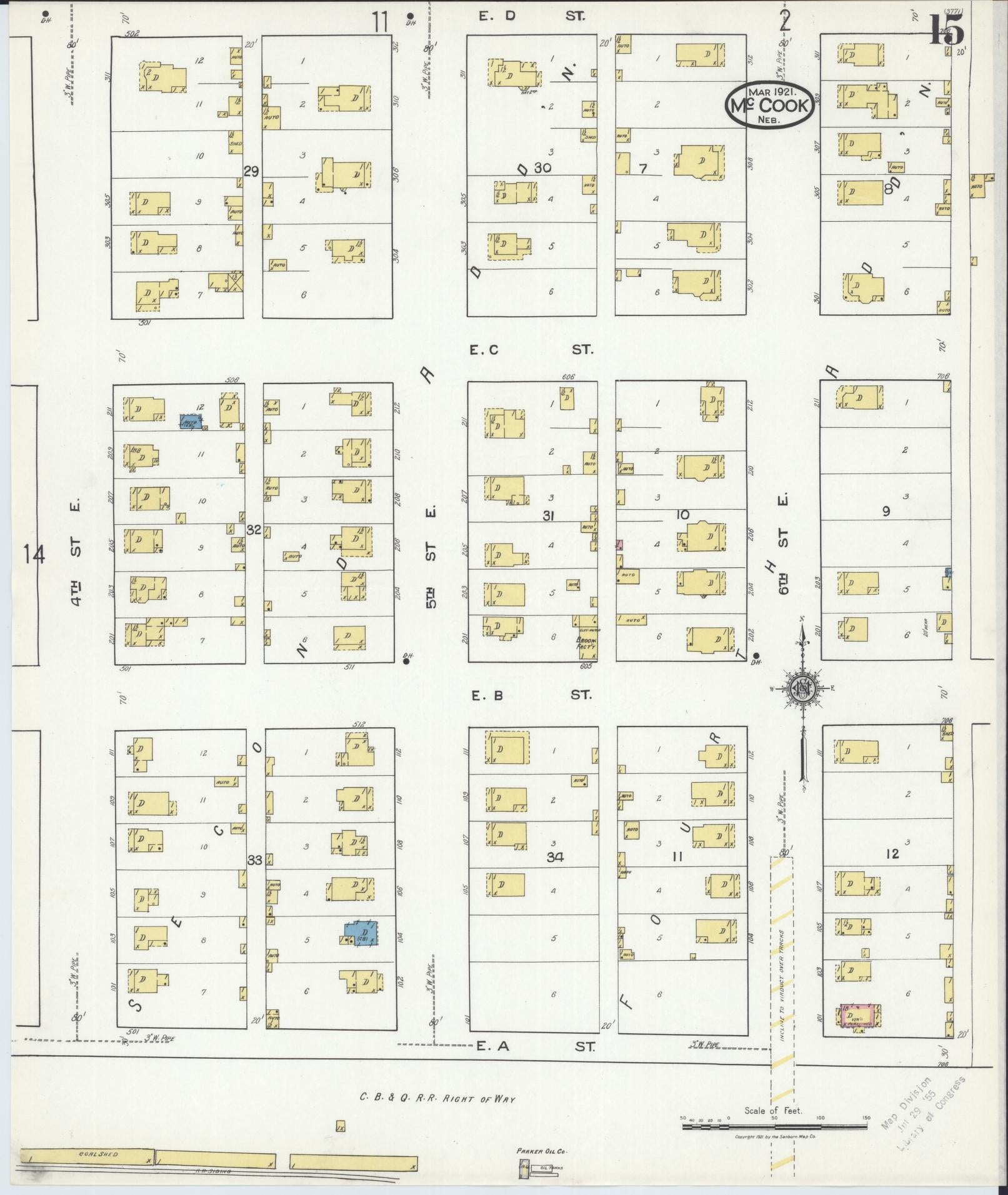 Sanborn Fire Insurance Map from Mccook, Red Willow County, Nebraska (1921), Sheet #0015 - Historic Sanborn Fire Insurance Map Print, vintage old map wall art, antique decor, genealogy gift, Nebraska Nebraska map