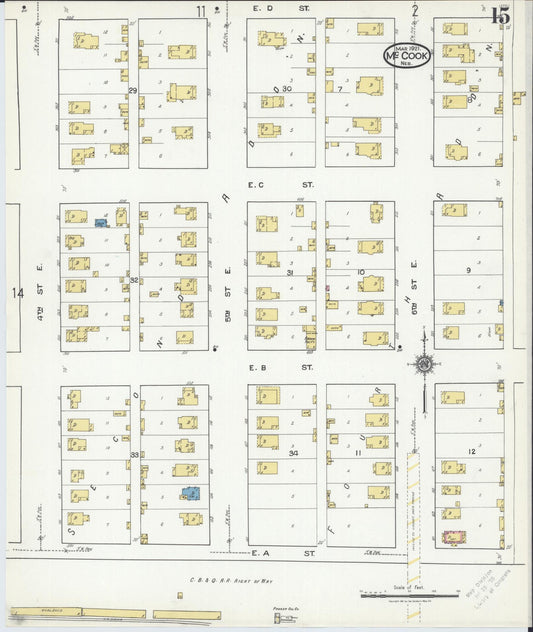 Sanborn Fire Insurance Map from Mccook, Red Willow County, Nebraska (1921), Sheet #0015 - Historic Sanborn Fire Insurance Map Print, vintage old map wall art, antique decor, genealogy gift, Nebraska Nebraska map