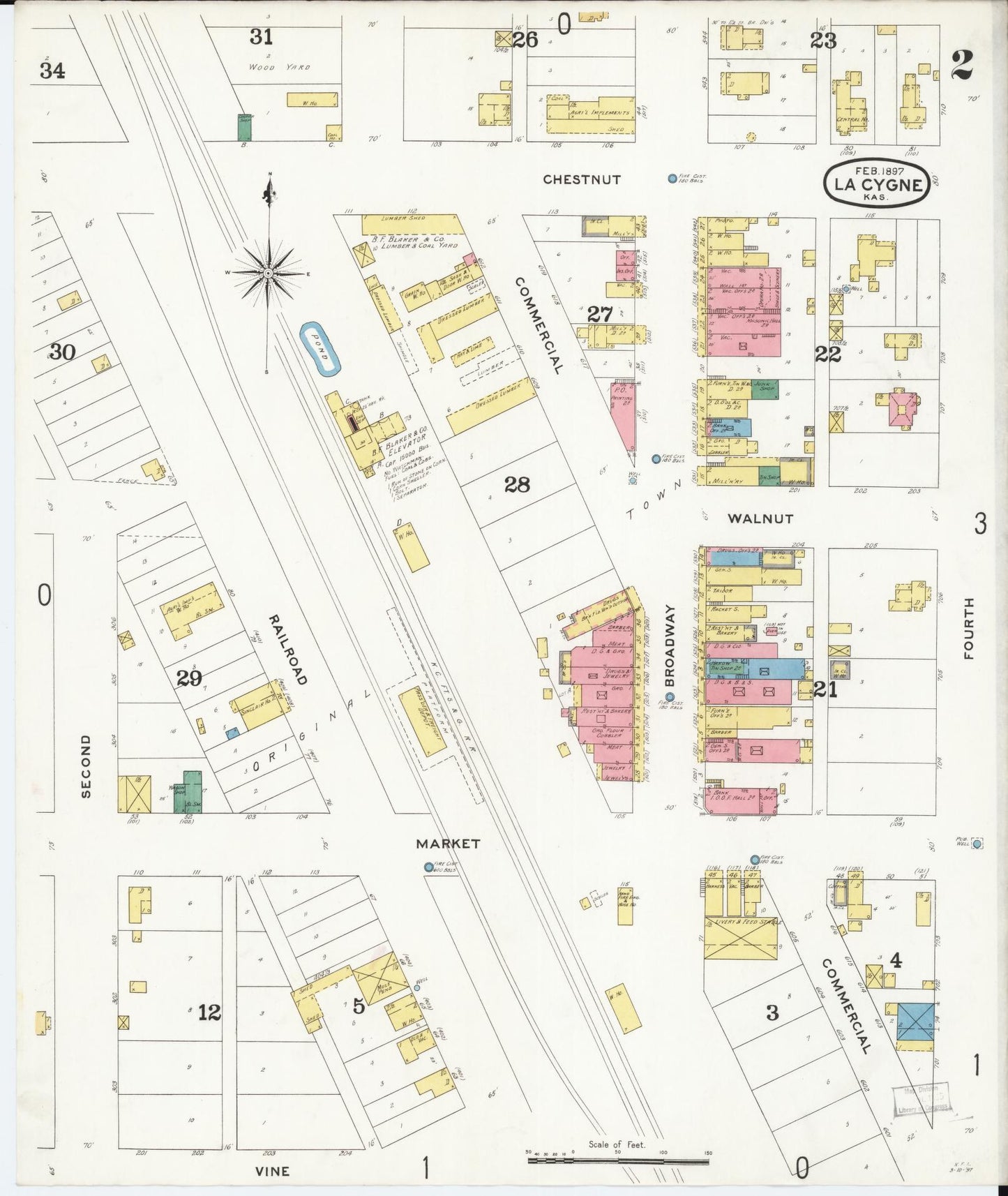 Sanborn Fire Insurance Map from La Cynge, Linn County, Kansas (1897), Sheet #0002 - Complete Map Set gallery image, historic Sanborn map, vintage wall art, Kansas Kansas