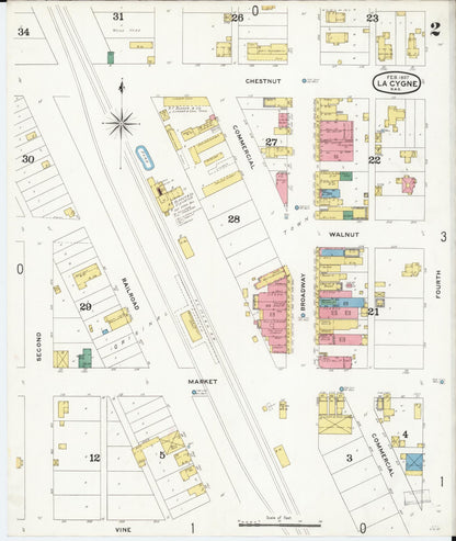 Sanborn Fire Insurance Map from La Cynge, Linn County, Kansas (1897), Sheet #0002 - Complete Map Set gallery image, historic Sanborn map, vintage wall art, Kansas Kansas