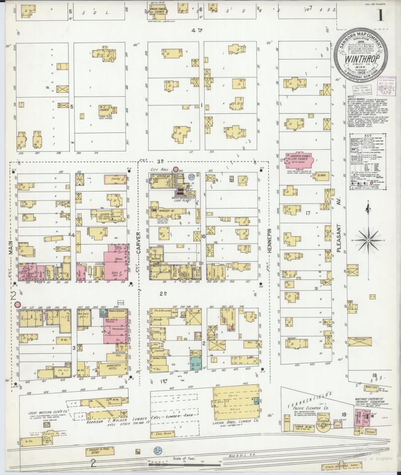 Sanborn Fire Insurance Map from Winthrop, Sibley County, Minnesota. (1905) – Map View