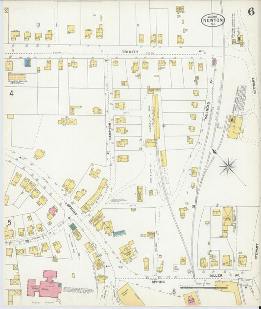 Sanborn Fire Insurance Map from Newton, Sussex County, New Jersey (1903), Sheet #0006 - Historic Sanborn Fire Insurance Map Print, vintage old map wall art, antique decor, genealogy gift, New Jersey New Jersey map