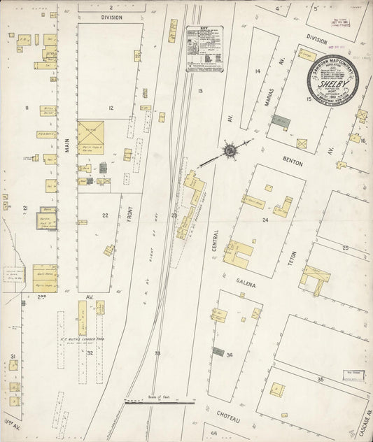 Sanborn Fire Insurance Map from Shelby, Toole County, Montana (1910), Sheet #0001 - Historic Sanborn Fire Insurance Map Print, vintage old map wall art, antique decor, genealogy gift, Montana Montana map
