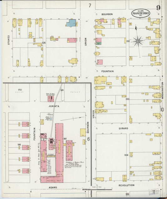 Sanborn Fire Insurance Map from Havre De Grace, Harford County, Maryland (1899), Sheet #0009 - Historic Sanborn Fire Insurance Map Print, vintage old map wall art