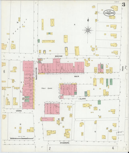 Sanborn Fire Insurance Map from Commerce, Hunt County, Texas (1901), Sheet #0003 - Historic Sanborn Fire Insurance Map Print, vintage old map wall art, antique decor, genealogy gift, Texas Texas map