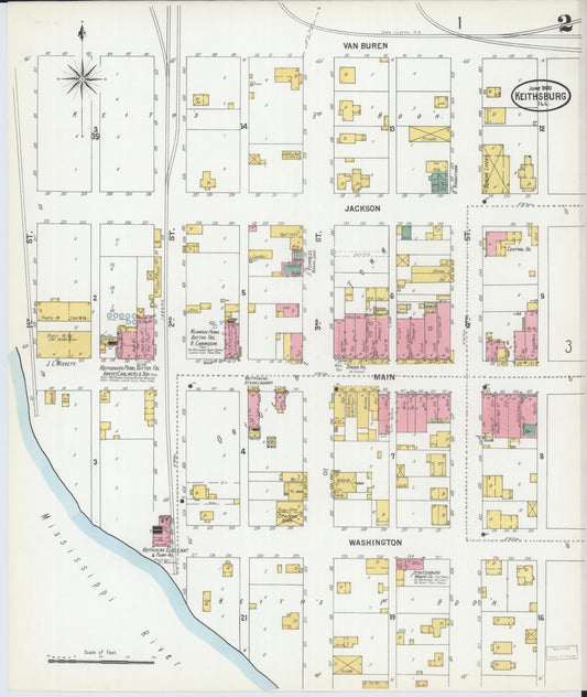 Sanborn Fire Insurance Map from Keithsburg, Mercer County, Illinois (1900), Sheet #0002 - Historic Sanborn Fire Insurance Map Print, vintage old map wall art, antique decor, genealogy gift, Illinois Illinois map