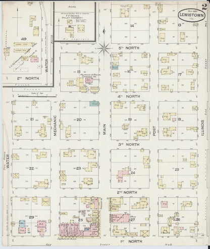 Sanborn Fire Insurance Map from Lewistown, Fulton County, Illinois (1887), Sheet #0002 - Complete Map Set gallery image, historic Sanborn map, vintage wall art, Illinois Illinois