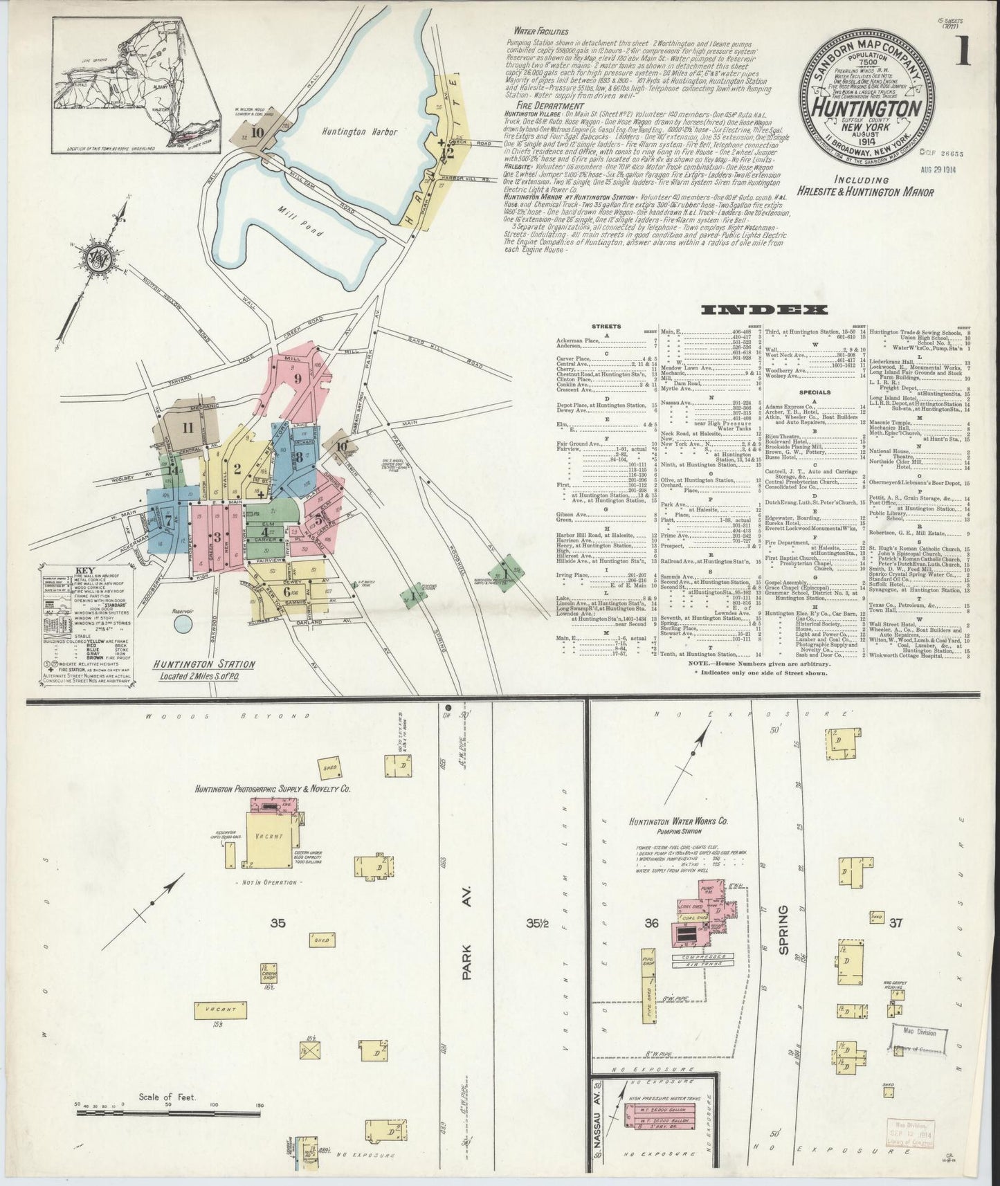 Sanborn Fire Insurance Map from Huntington, Suffolk County, New York. (1914) – Historic Sanborn Fire Insurance Map Print