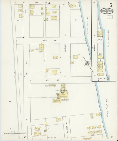 Sanborn Fire Insurance Map from Corpus Christi, Nueces County, Texas (1914), Sheet #0005 - Complete Map Set gallery image, historic Sanborn map, vintage wall art, Texas Texas