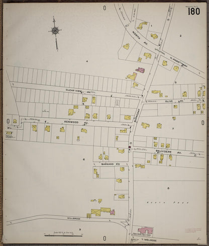 Sanborn Fire Insurance Map from Worcester, Worcester County, Massachusetts (1910), Sheet #0180 - Historic Sanborn Fire Insurance Map Print, vintage old map wall art, antique decor, genealogy gift, Massachusetts Massachusetts map