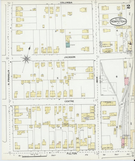 Sanborn Fire Insurance Map from Hempstead, Nassau County, New York (1892), Sheet #0002 - Historic Sanborn Fire Insurance Map Print, vintage old map wall art, antique decor, genealogy gift, New York New York map