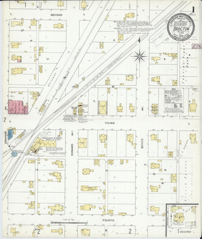 Sanborn Fire Insurance Map from Brockton, Edgar County, Illinois (1909), Sheet #0001 - Complete Map Set gallery image, historic Sanborn map, vintage wall art, Illinois Illinois
