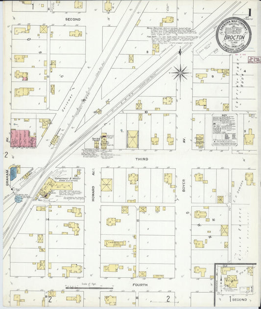 Sanborn Fire Insurance Map from Brockton, Edgar County, Illinois (1909), Sheet #0001 - Complete Map Set gallery image, historic Sanborn map, vintage wall art, Illinois Illinois