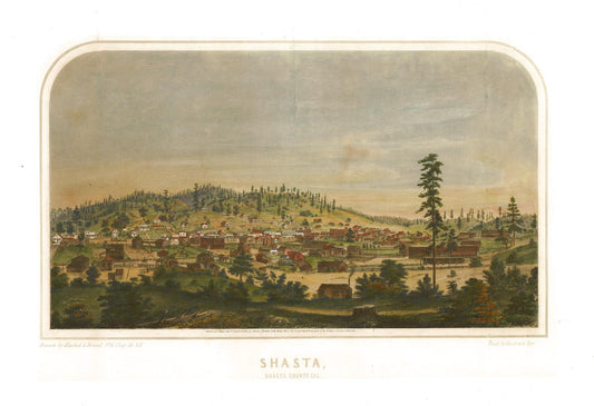 Shasta, Shasta County, Cal. (1856) – Historic Bird’s-Eye View Panorama Print